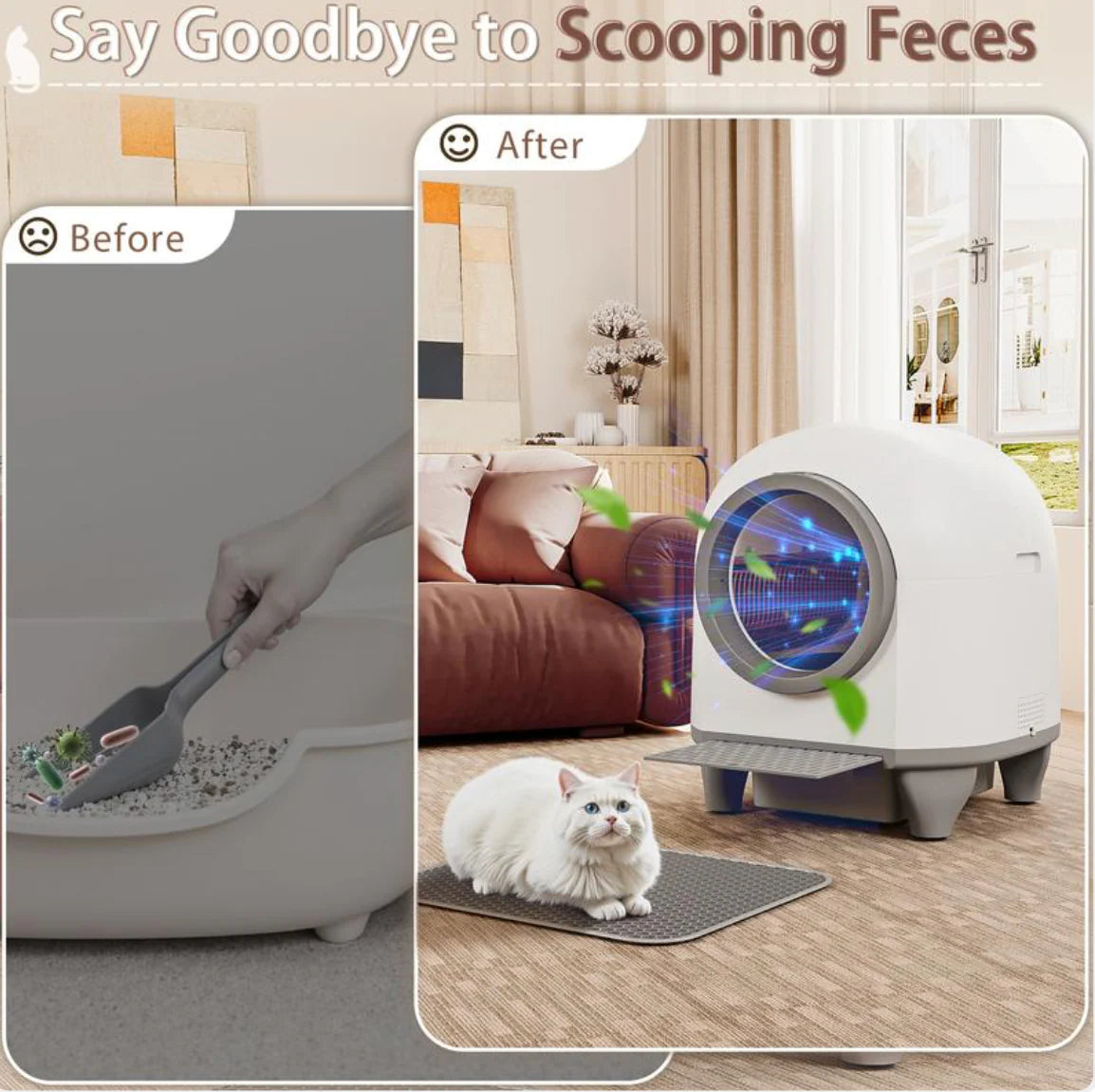 Warcat Smart Cat Litter Box – Self-Cleaning & Odor-Free